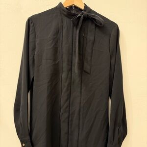 Lauren Ralph Lauren Black Blouse with Bow Tie NWT Size 6 Medium